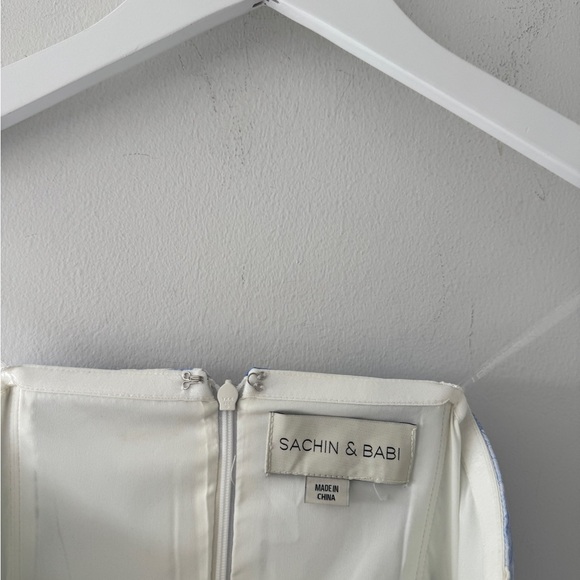 SACHIN & BABI Isabeau Floral Strapless Blue Gown 2 - Picture 8 of 9